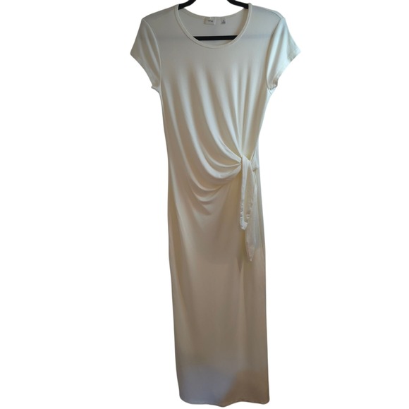 Wilfred Fortune Tie Front Midi Dress Cream‎ M ECOVERO Soft Drape Side Slits Midi - Picture 6 of 12